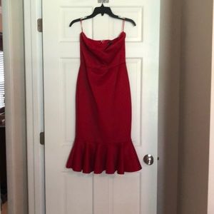 Express red strapless dress. Worn once. Size 6.
